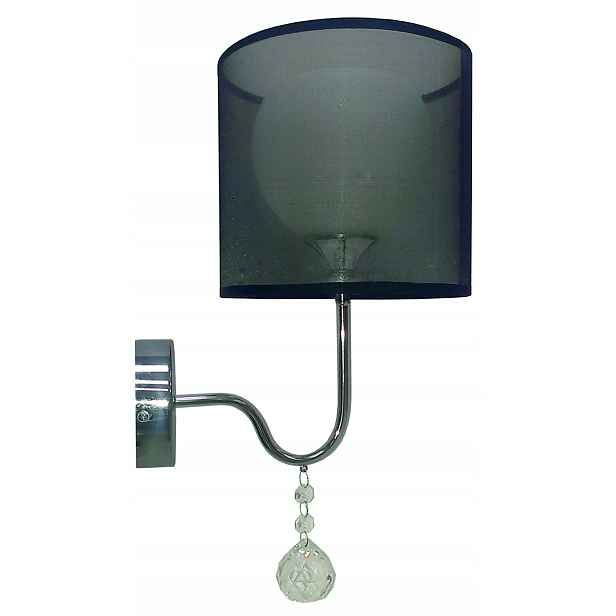 Černá nástěnná lampa s krystaly E27 Brava Candellux