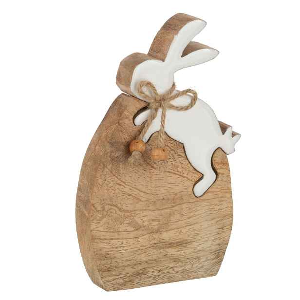 Dřevěná velikonoční dekorace Vajíčko se zajíčkem - 16*2,5*10 cm J-Line by Jolipa