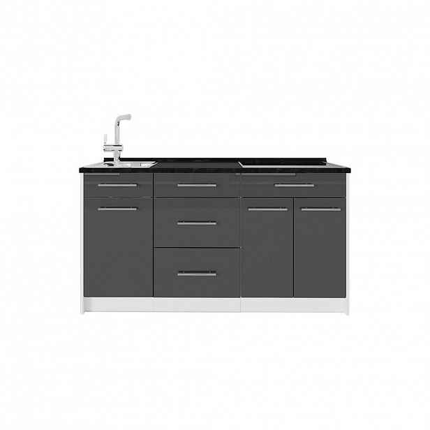 Vicco KUCHYŇSKÝ BLOK Fame-Line, Antracitový vysoký lesk/Bílá, 150 cm bez pracovní desky