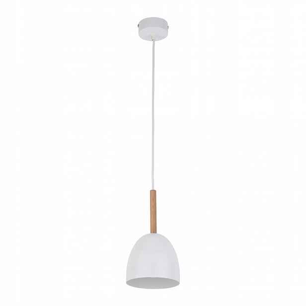 Závěsná lampa Nord Bílé dřevo Kovové stínítko 1xE27 Stropní Svítidlo Obývací pokoj