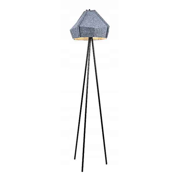 Stojací lampa trojnožka černá popelavá s plstěným stínítkem Rabalux