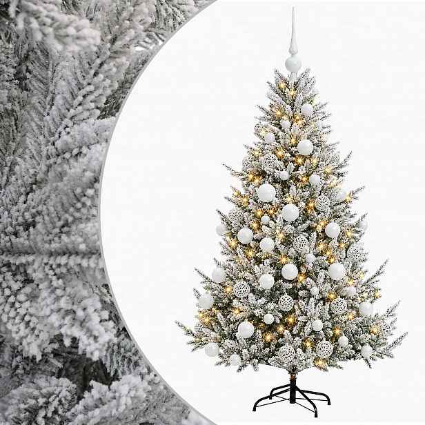 vidaXL Umělý vánoční stromek s vánočními koulemi 210 cm 300 LED