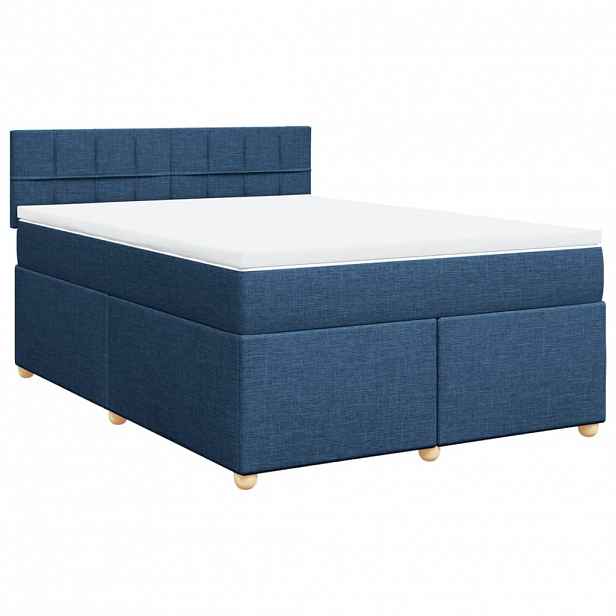 vidaXL Box spring postel s matrací modrá 140x200 cm textil