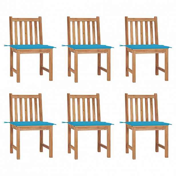 vidaXL Zahradní židle 6 ks s poduškami masivní teak