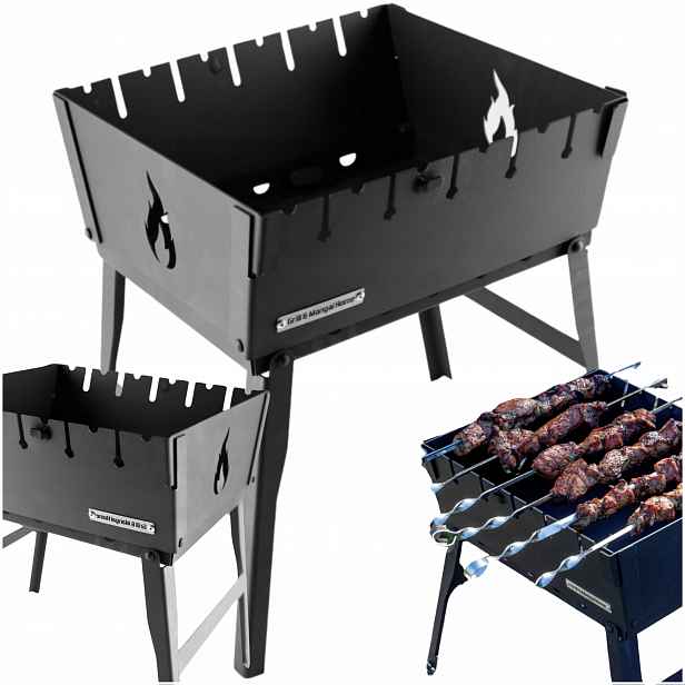 Mangal Grill Kufr na 6 špízů Pouzdro Skládací Kovové 3 mm Praktické