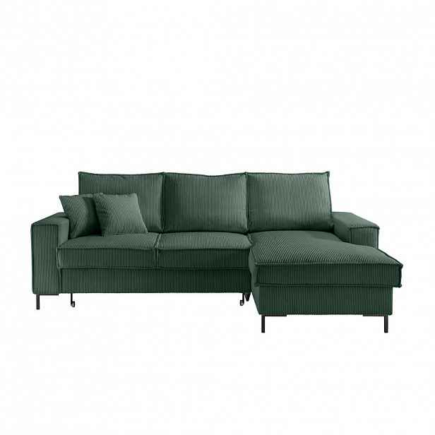 P & B ROHOVÁ SEDAČKA, textil, tmavě zelená