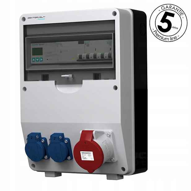 Stavební rozvaděč s počítadlem Siemens 32A 2x230V Schuko rozvaděč