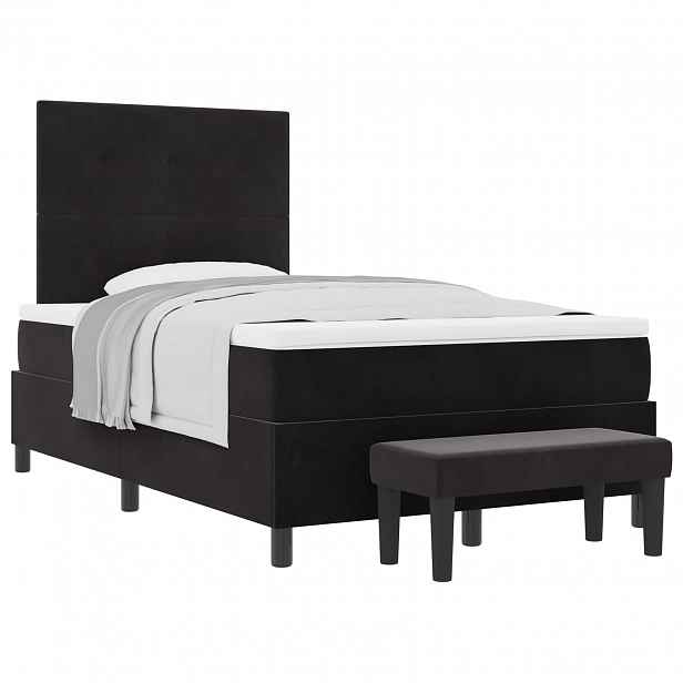 vidaXL Postel s boxspringem s čelo Černá 190 x 120 cm samet