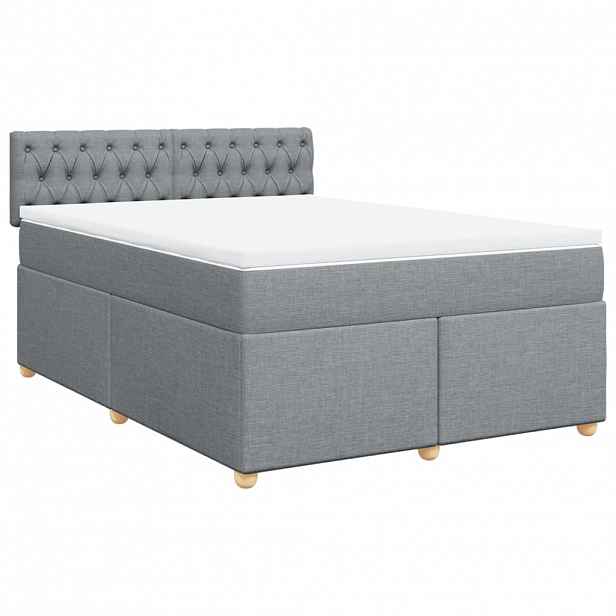 vidaXL Box spring postel s matrací světle šedá 140 x 200 cm textil
