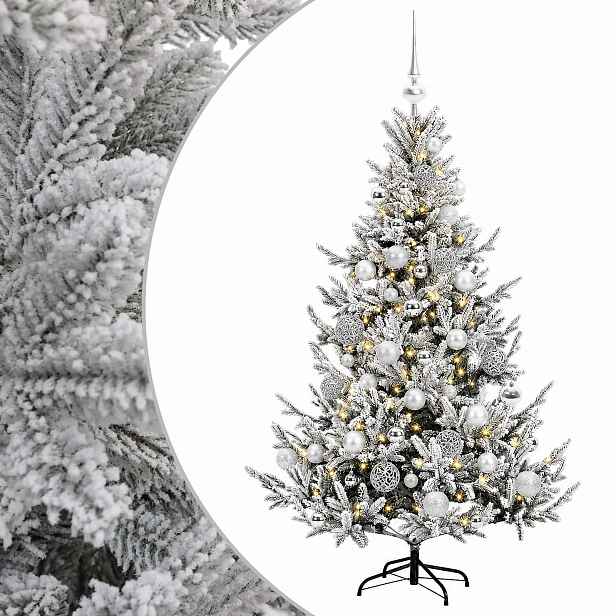 vidaXL Umělý vánoční stromek s vánočními koulemi 120 cm 150 LED