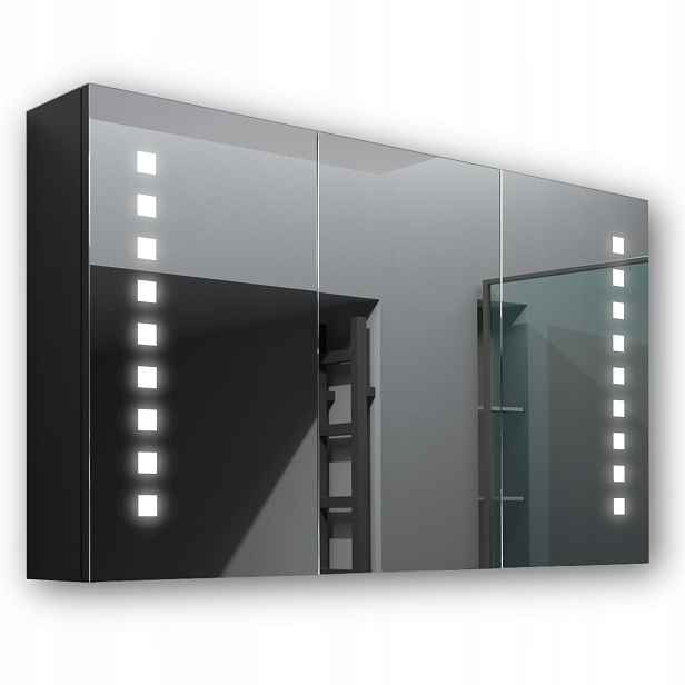 Dřevěná skříňka 120x70 Led zrcadlo Merkur Černá