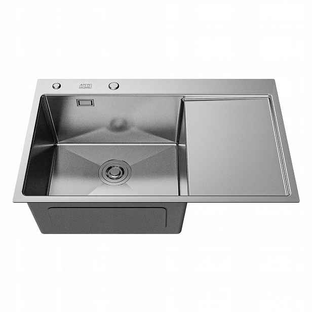 Jednokomorový Ocelový Dřez 78X50 Inox S Sifonem A Nano Dávkovačem