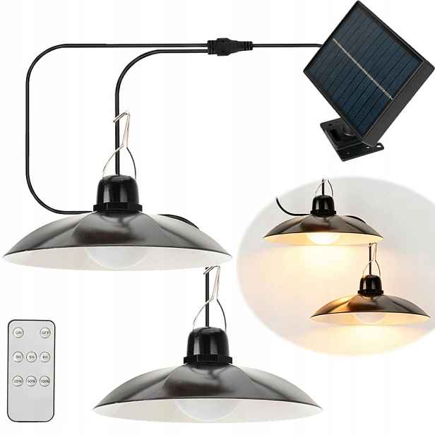 Lustr Solární Lampa Led Závěsná stropní zahradní lampa Vodotěsný dálkový ovladač