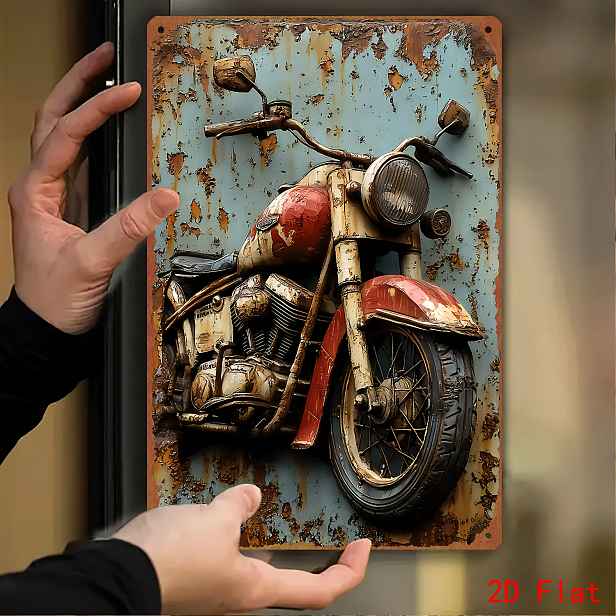 TEMU 2D Plochá, 1 ks 0,2 palce Tlustá Dřevěná Vintage Motocyklová Nástěnná Deska - Vintage Styl Dekorace do Domácnosti, Kuchyně, Baru, Obýváku
