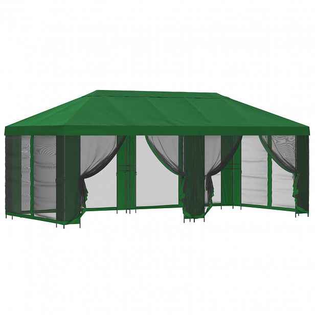 vidaXL Zahradní altán se stěnami 6 x 3 m Zelená Polyester a ocel