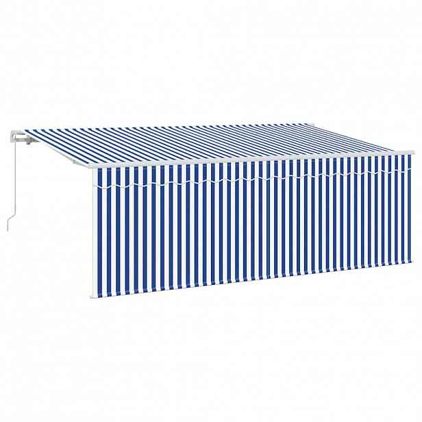 vidaXL Stahovací markýza Modrá a bílá 400 x 200 cm Polyester a hliník