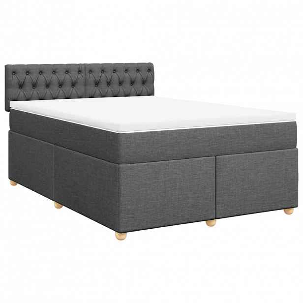 vidaXL Box spring postel s matrací tmavě šedá 140x200 cm textil