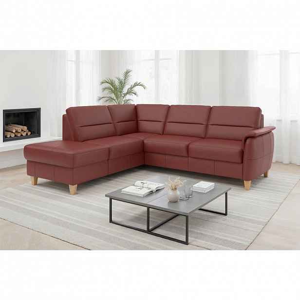 Sit & More ROHOVÁ SEDAČKA, textil, kůže, červenohnědá