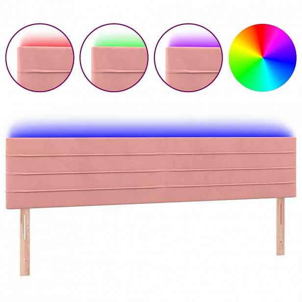 vidaXL Čelo postele s LED růžové 200x5x78/88 cm samet