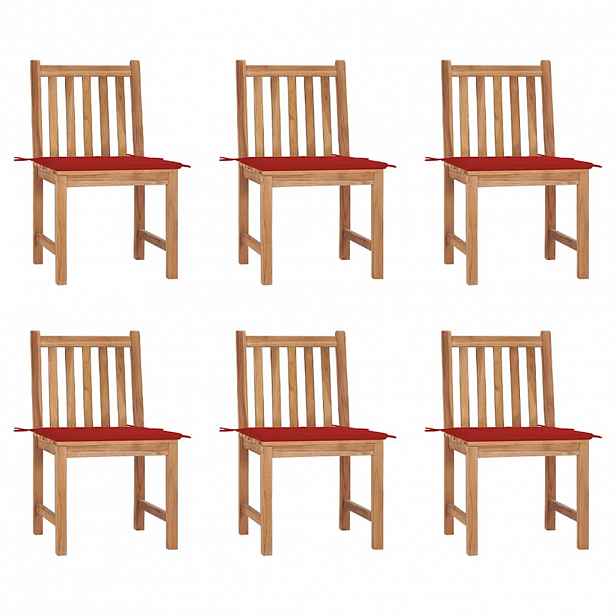 vidaXL Zahradní židle 6 ks s poduškami masivní teak
