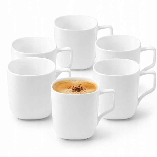 6 x Hrnek na kávu a čaj Velký 470 ml Wilmax Bílý Porcelánový Čtvercový