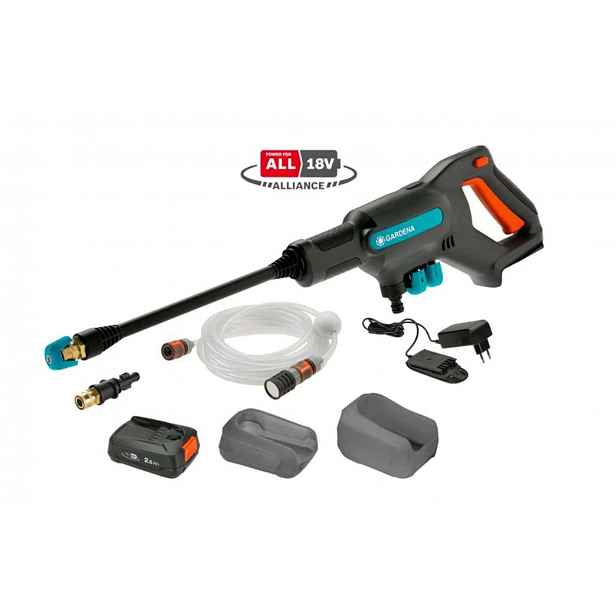 Gardena - 18V AKU tlaková myčka AquaClean 24/18V P4A, 24 bar, s příslušenstvím, 1x aku 2,5 Ah, nabíječka 14800-20