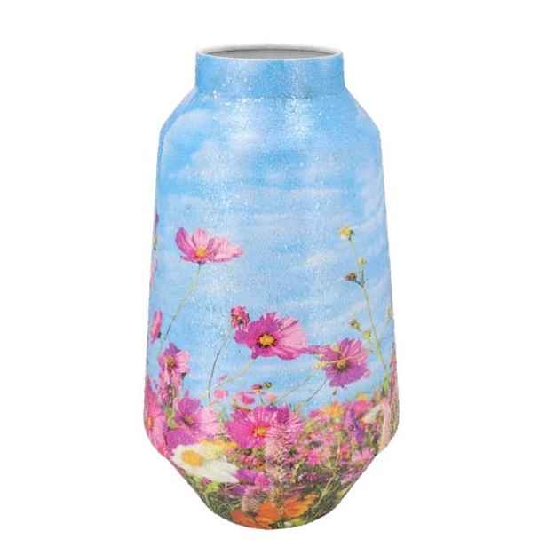 Veliká modrá kovová váza s květy Jullie Jolly blue L - 20*20*39 cm daan kromhout