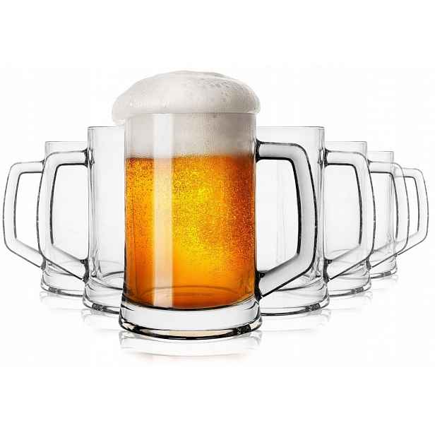 Velké pevné klasické skleněné poháry s rukojetí na pivo 500 700 ml Hladké
