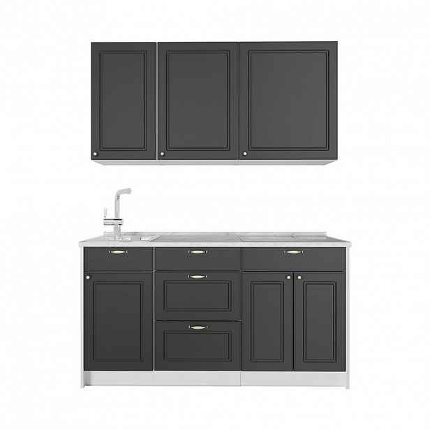Vicco JEDNOTKOVÁ KUCHYNĚ Fame-Line, Anthrazit-Gold Landhaus/Bílá, 150 cm, PD Mramor