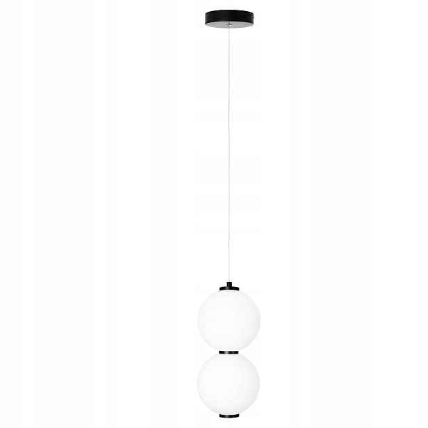 Závěsná Led lampa černá 2 skleněné bílé stínítka 3000K Maxlight