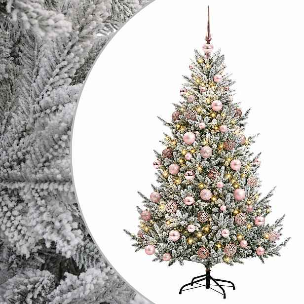 vidaXL Umělý vánoční stromek s vánočními koulemi 210 cm 300 LED