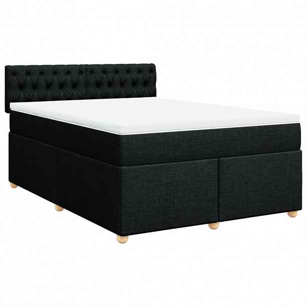 vidaXL Box spring postel s matrací černá 140x200 cm textil