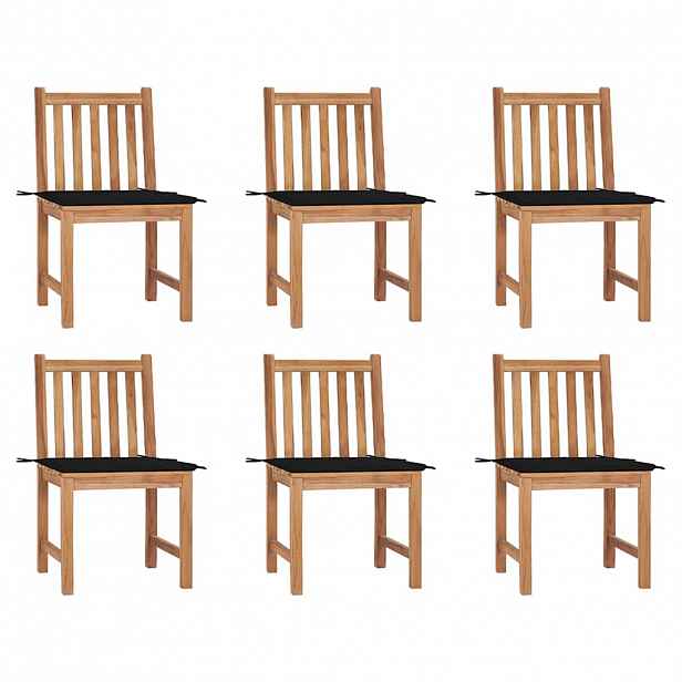 vidaXL Zahradní židle 6 ks s poduškami masivní teak