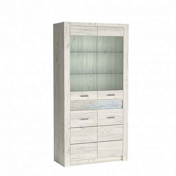 MASSENO VITRÍNA ZERI 96/192/42 cm Bílý dub