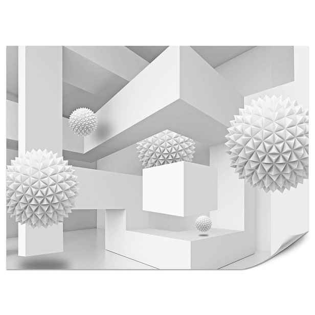 Muralo FOTOTAPETA do Obývacího Pokoje Abstraktní Koule Geometrie Iluze 100x70