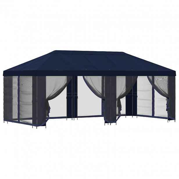vidaXL Zahradní altán se stěnami 6 x 3 m Modrá Polyester a ocel