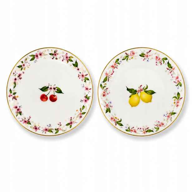 Dezertní talířek 2ks sada porcelánové ovoce fruit summer 16 cm