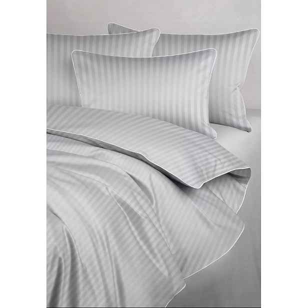 Světle šedé damašek Povlečení s bílým lemováním 180x200 Maro Home