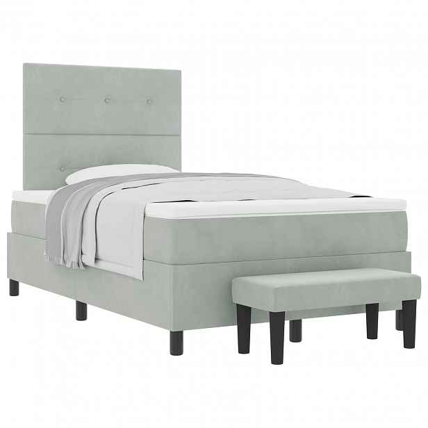 vidaXL Postel s boxspringem s čelo Světle šedá 200 x 120 cm samet