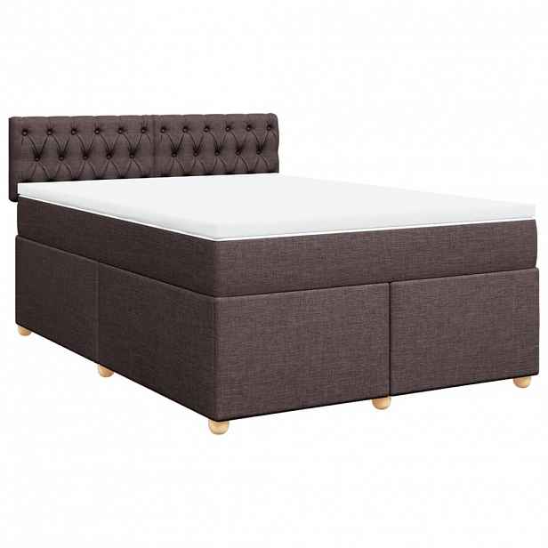 vidaXL Box spring postel s matrací tmavě hnědá 140x200 cm textil