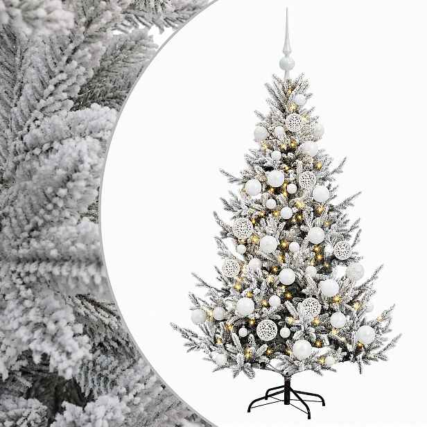 vidaXL Umělý vánoční stromek s vánočními koulemi 120 cm 150 LED