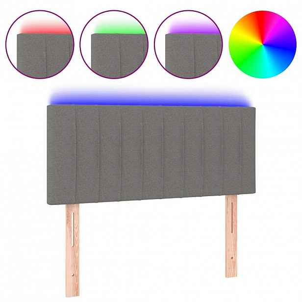 vidaXL Čelo postele s LED tmavě šedé 80 x 5 x 78/88 cm textil