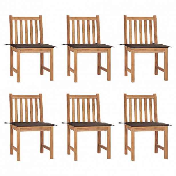 vidaXL Zahradní židle 6 ks s poduškami masivní teak