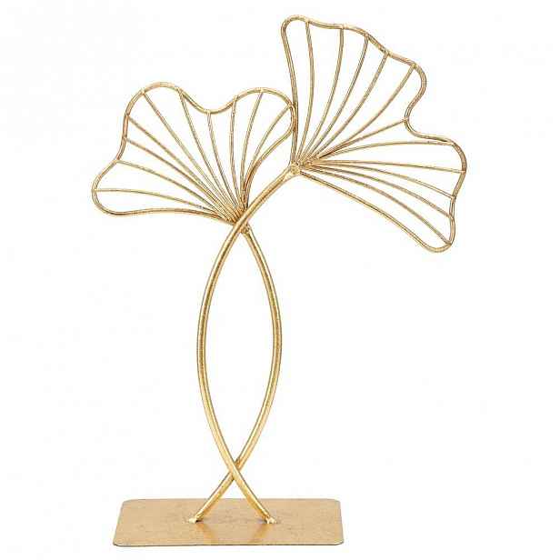 Dekorace ve zlaté barvě Mauro Ferretti Leaf Glam, výška 35 cm