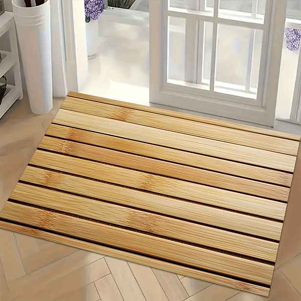 TEMU 1ks Přírodní Bambusová Podložka do Podlahy s Propojovacími Pruhy v Barvě Přírodního Dřeva, Vstupní Rohož, Vhodná do Obývacího Pokoje, Kuchyně,
