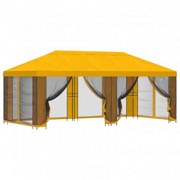 vidaXL Zahradní altán se stěnami 6 x 3 m Žlutá Polyester a ocel