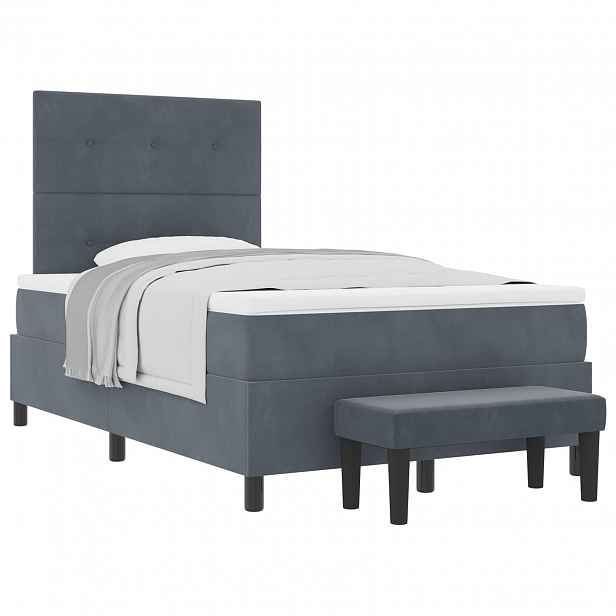 vidaXL Postel s boxspringem s čelo Tmavě šedá 200 x 120 cm samet