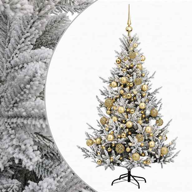 vidaXL Umělý vánoční stromek s vánočními koulemi 150 cm 150 LED