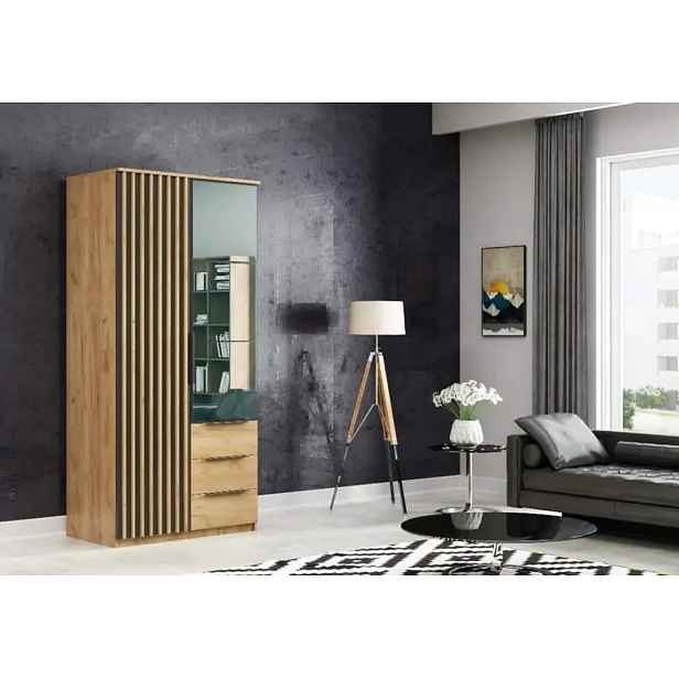 Casarredo Šatní skříň VARGA 100 dub kraft/černá