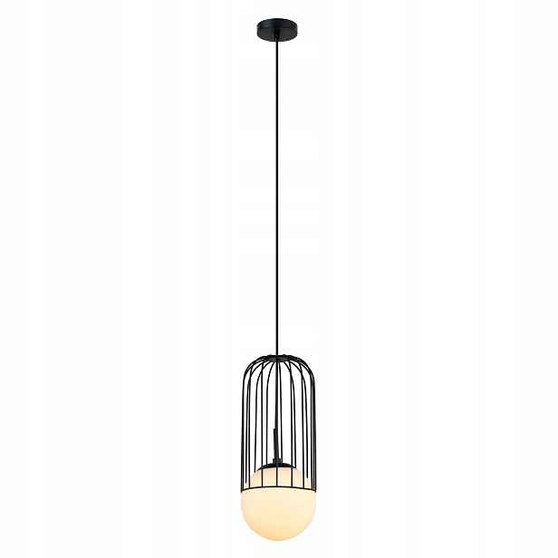 Moderní dekorativní závěsná lampa černá skleněná bílá koule Italux